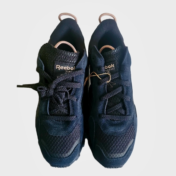 Cardi B Reebok Sneakers Black Orange Lace Up Platform - Picture 4 of 5